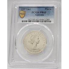 AUSTRALIA 1957 . FLORIN . PROOF . PCGS PR65